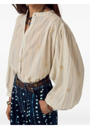 MAISON HOTEL embroidered striped shirt - Neutrals