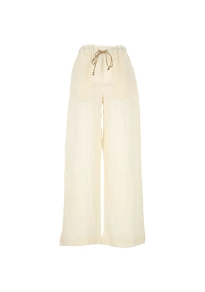 120% Lino drawstring wide-leg trousers - Neutrals