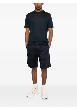 Les Hommes Urban logo-plaque linen T-shirt - Blue
