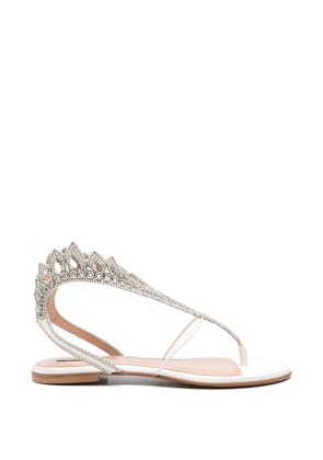 Alberta Ferretti bead-embellished thong sandals - White