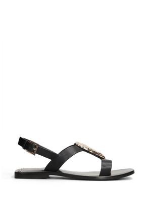 CORAL BLUE hammered-plaque slingback sandals - Black