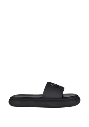 Moncler logo detail slippers - Black