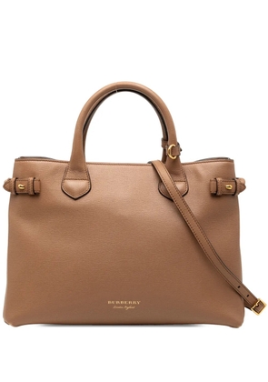 Burberry Pre-Owned 2000-2017 Medium Leather and House Check Banner satchel - Brown