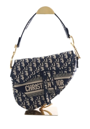Christian Dior Pre-Owned 2024 Oblique Embroidered Canvas Saddle Bag shoulder bag - Blue
