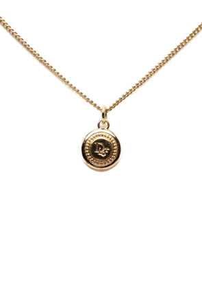 Christian Dior Pre-Owned 20th Century Gold Plated Logo Round Pendant Necklace costume necklace