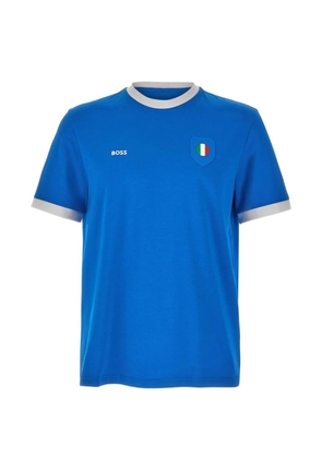 BOSS logo-patch contrast-trim flag-T-shirt - Blue