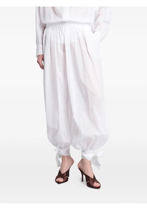 THE ANDAMANE Noor tie-fastening elasticated-waist trousers - White