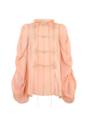 Les Filles d'Eva frogging-detail ruffled-collar blouse - Orange