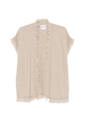 kujten frayed-trim short-sleeve cardigan - Neutrals