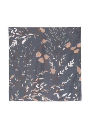 Brunello Cucinelli Ramage-print silk scarf - Blue