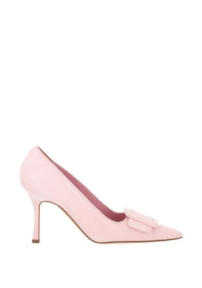 Manolo Blahnik buckle-detail suede pumps - Pink