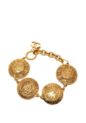 CHANEL Pre-Owned 1970-1980 CC Gold Plated Medallion Link Bracelet costume bracelet