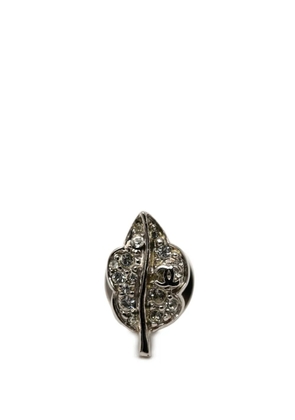 CHANEL Pre-Owned 2007 CC Brass Strass Leaf Brooch costume brooch - Silver