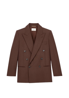 Saint Laurent peak-lapel double breasted jacket - Brown