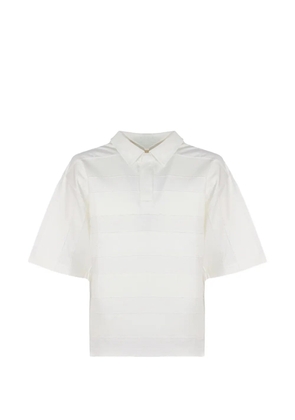 Nine In The Morning panelled frayed-edge polo-collar T-shirt - White