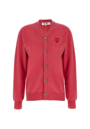 Comme Des Garçons Play double red emblem cardigan - Pink