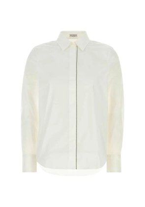 Brunello Cucinelli Monili-trimmed poplin shirt - White
