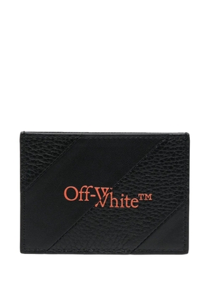 Off-White logo-print leather cardholder - Black