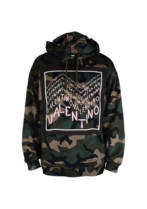 Valentino Garavani logo print camouflage cotton blend hoodie - Green