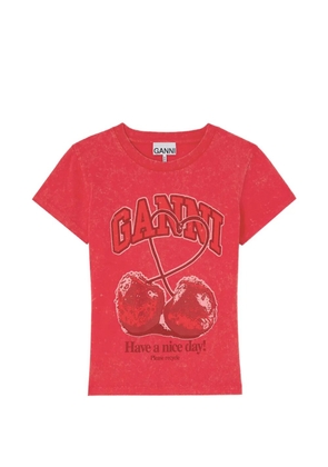 GANNI cherry-print T-shirt - Red