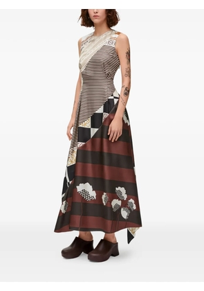 LOEWE patchwork cut-out dress - Brown