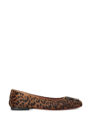 Santoni animal-print buckle-detail ballet flats - Neutrals