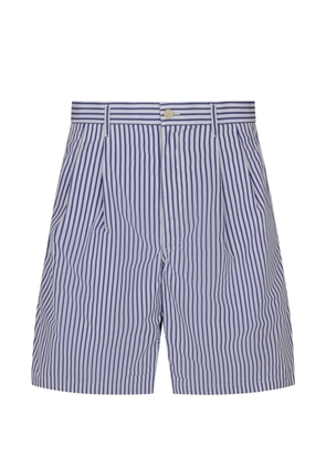 Comme Des Garçons vertical-stripe pleated shorts - Blue