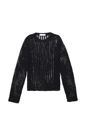 Paura perforated-design crew-neck sweater - Black