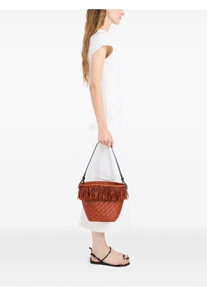 Proenza Schouler fringe-trim raffia bucket bag - Orange