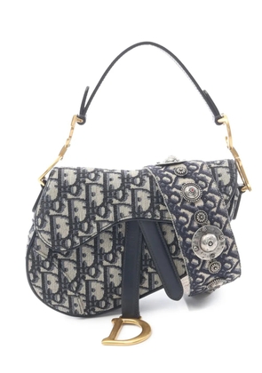 Christian Dior Pre-Owned 2010-2026 Mini Oblique Canvas Saddle Bag satchel - Blue