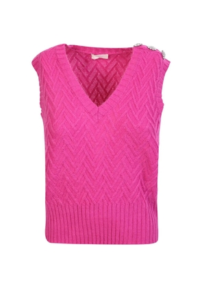 LIU JO chevron-knit V-neck vest - Pink