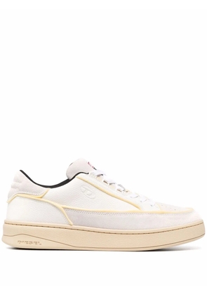 Diesel leather panelled trainers - White