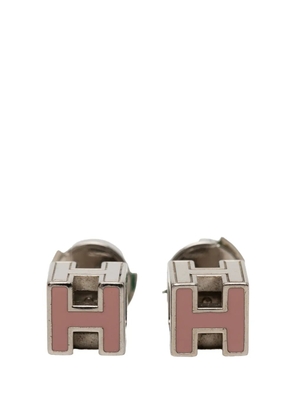 Hermès Pre-Owned 2000-2020 Palladium Plated Enamel Cage D H Push Back Earrings costume earrings - Pink