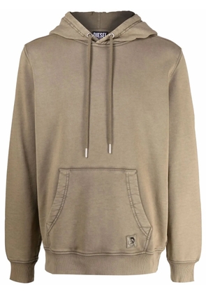 Diesel logo-patch garment-dyed hoodie - Green