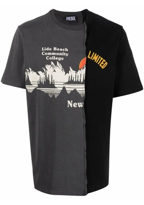 Diesel panelled graphic-print T-shirt - Black