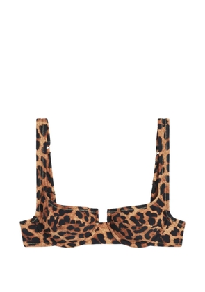 Reina Olga Brigitte leopard-print bikini top - Brown