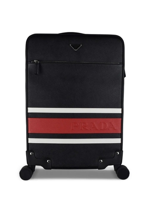 Prada striped logo leather suitcase - Black