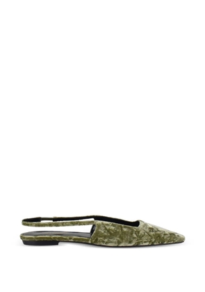 Saint Laurent square-toe velvet ballet flats - Green