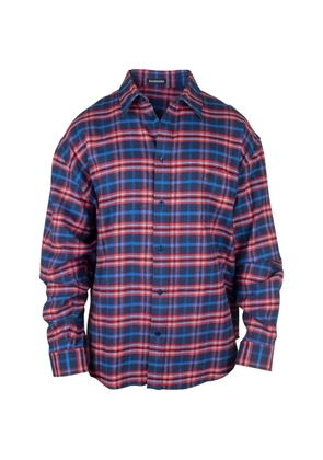 Balenciaga checked chest-pocket shirt - Blue