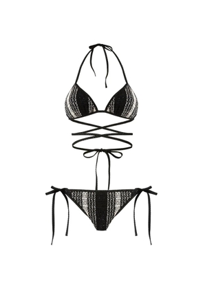 Missoni stripe-pattern wrap-detail bikini - Black