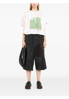 By Walid patchwork drawstring shorts - Green