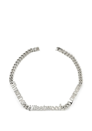Vivienne Westwood logo-plaque curb-chain necklace - Silver