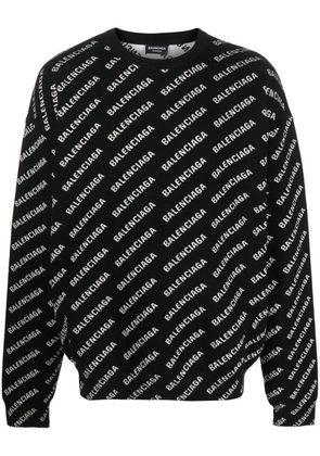 Balenciaga intarsia-logo crew-neck jumper - Black