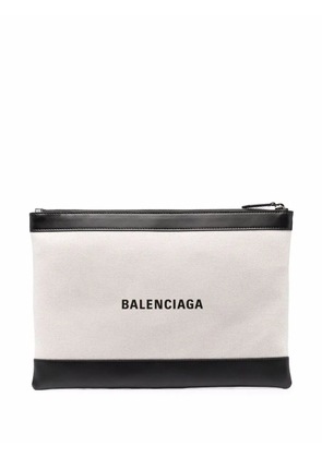 Balenciaga logo-print clutch bag - Neutrals