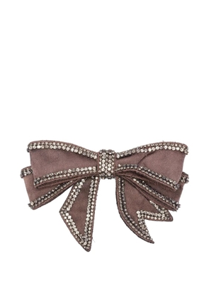 Vanisè rhinestone-embellished bow brooch - Brown