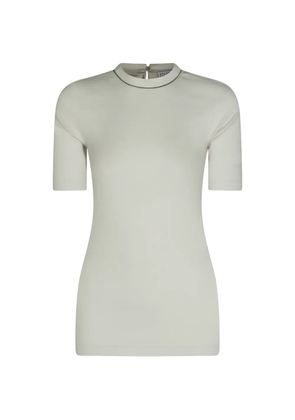 Brunello Cucinelli monili-trim ribbed-knit T-shirt - White
