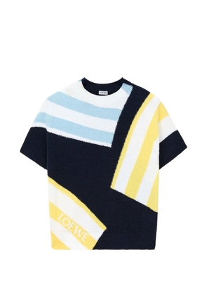 LOEWE striped-details knitted cotton T-shirt - Blue