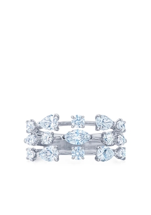 KWIAT 18kt white gold diamond Starry Night three-row ring - Silver