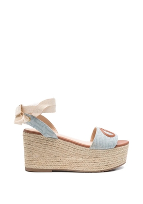 LIU JO logo-patch wedge sandals - Blue