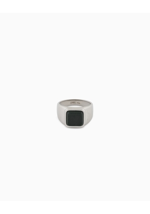 Grass Agate Stainless Steel Signet Ring